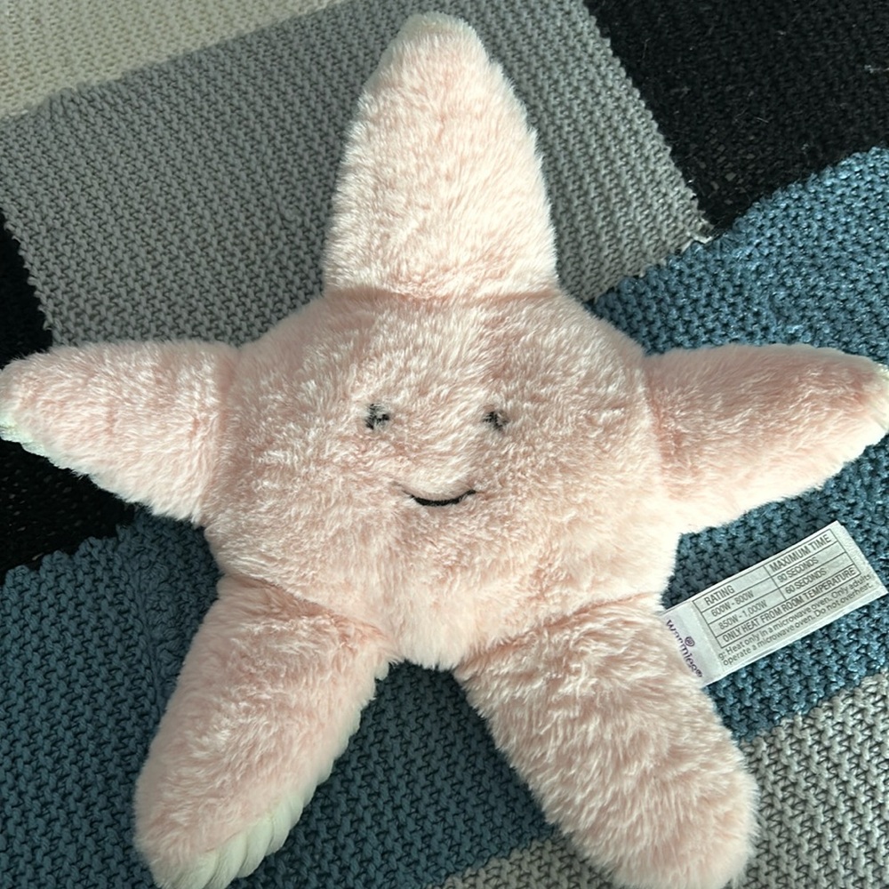 Adorable pink White Warmies sea star beannie heated plush stuffed animal